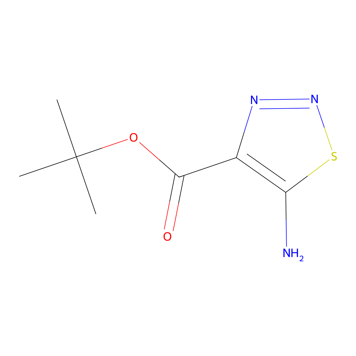 Tert-butyl 5-amino-1,2,3-thiadiazole-4-carboxylate molecular structure, CAS 6440-03-5