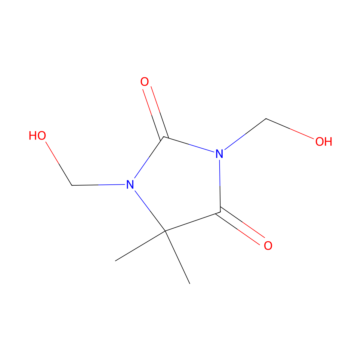 DMDM hydantoin molecular structure, CAS 6440-58-0