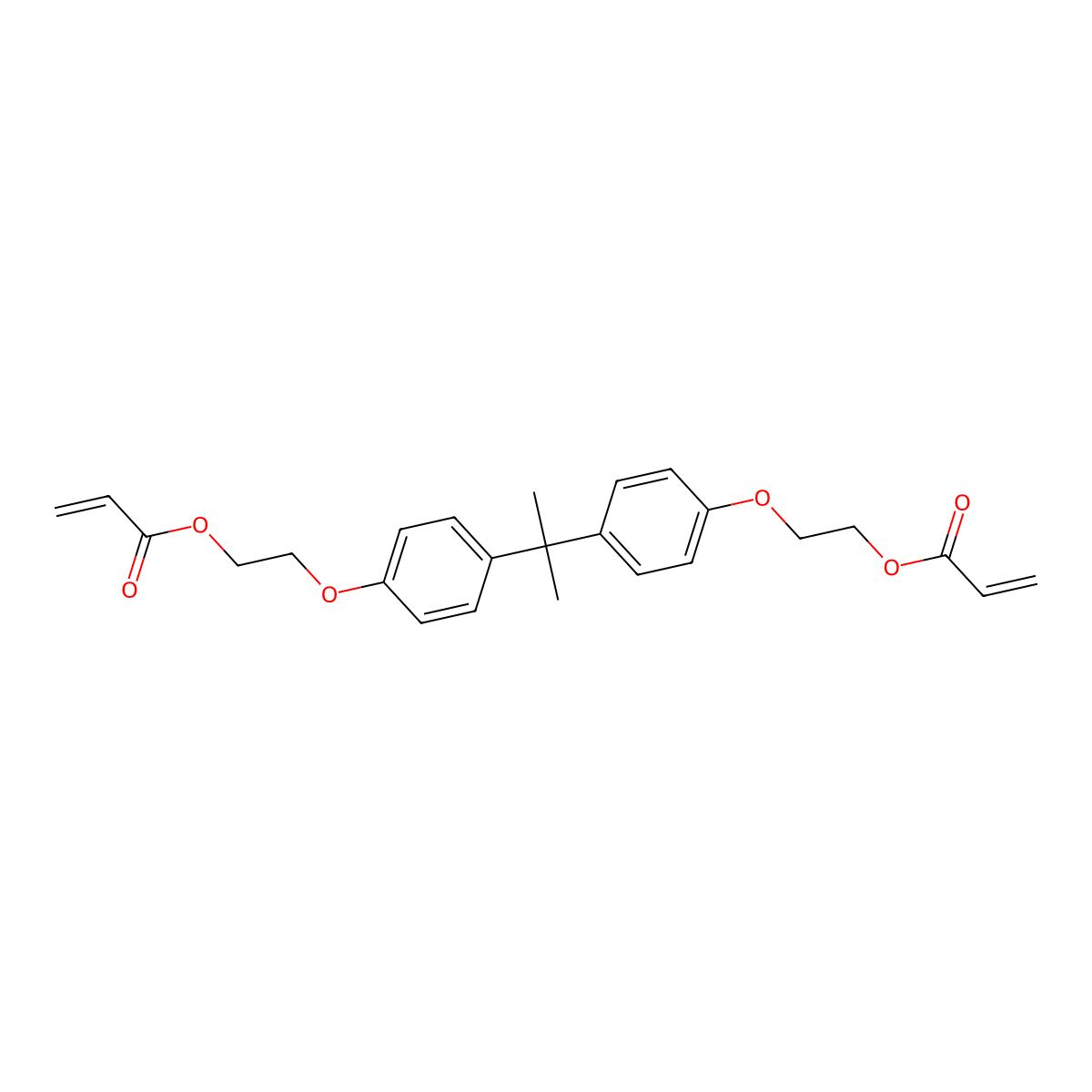Bisphenol A bis(2-hydroxyethyl ether) diacrylate molecular structure, CAS 64401-02-1