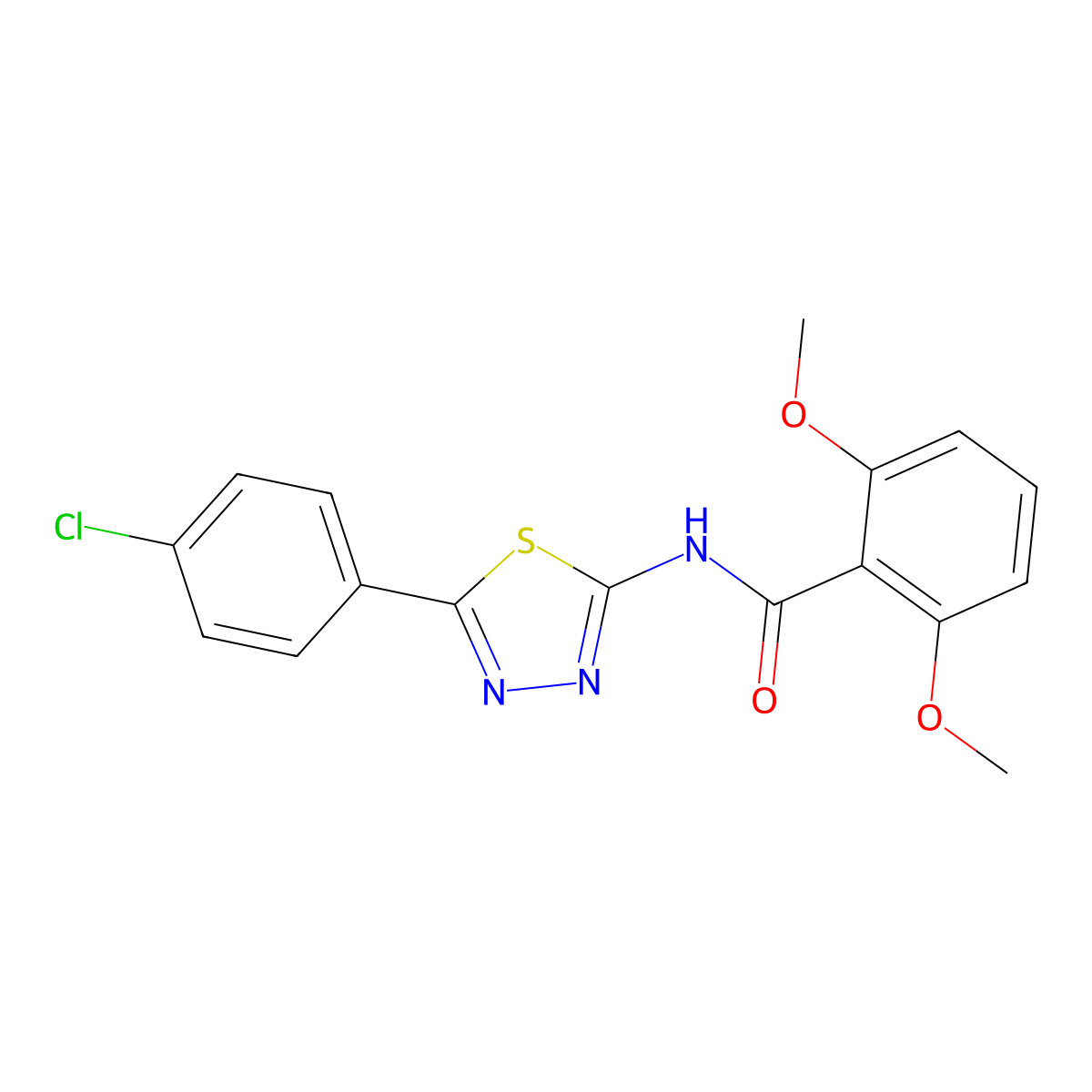 N-[5-(4-chlorophenyl)-1,3,4-thiadiazol-2-yl]-2,6-dimethoxybenzamide molecular structure, CAS 64405-64-7