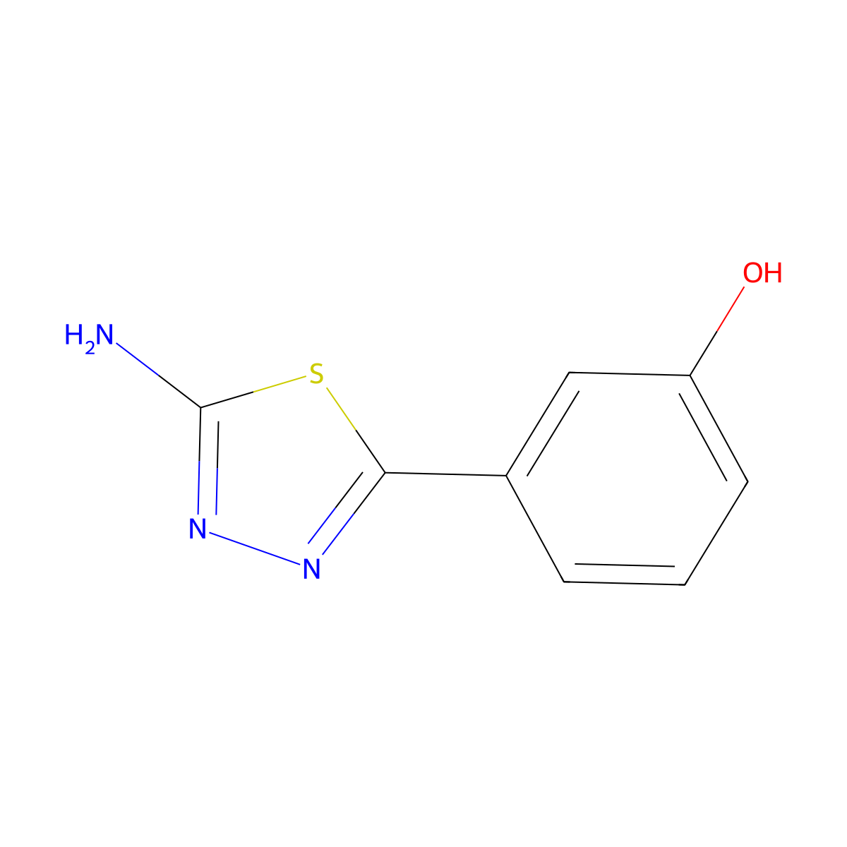 3-(5-Amino-1,3,4-thiadiazol-2-yl)phenol molecular structure, CAS 64405-79-4