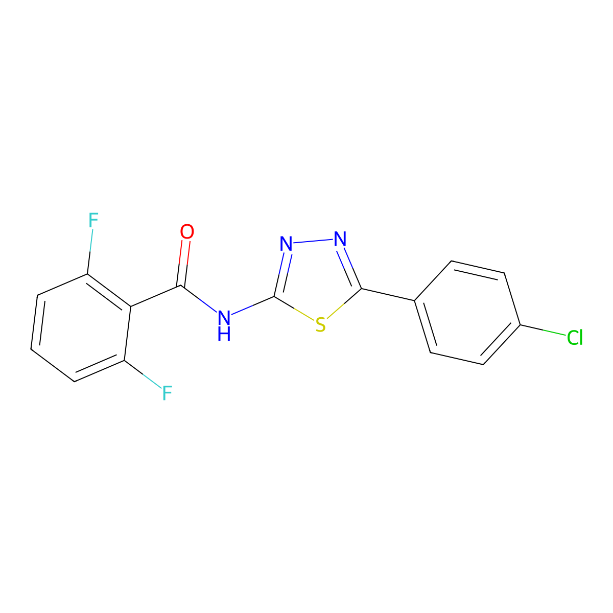 N-[5-(4-chlorophenyl)-1,3,4-thiadiazol-2-yl]-2,6-difluorobenzamide molecular structure, CAS 64405-90-9