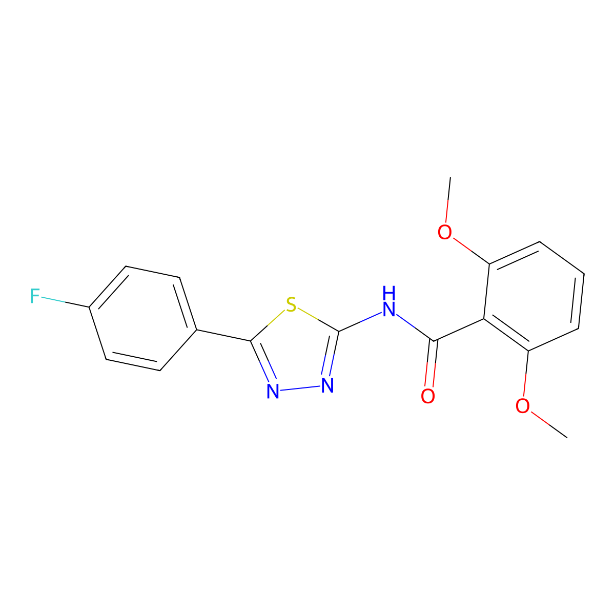 N-[5-(4-fluorophenyl)-1,3,4-thiadiazol-2-yl]-2,6-dimethoxybenzamide molecular structure, CAS 64405-98-7