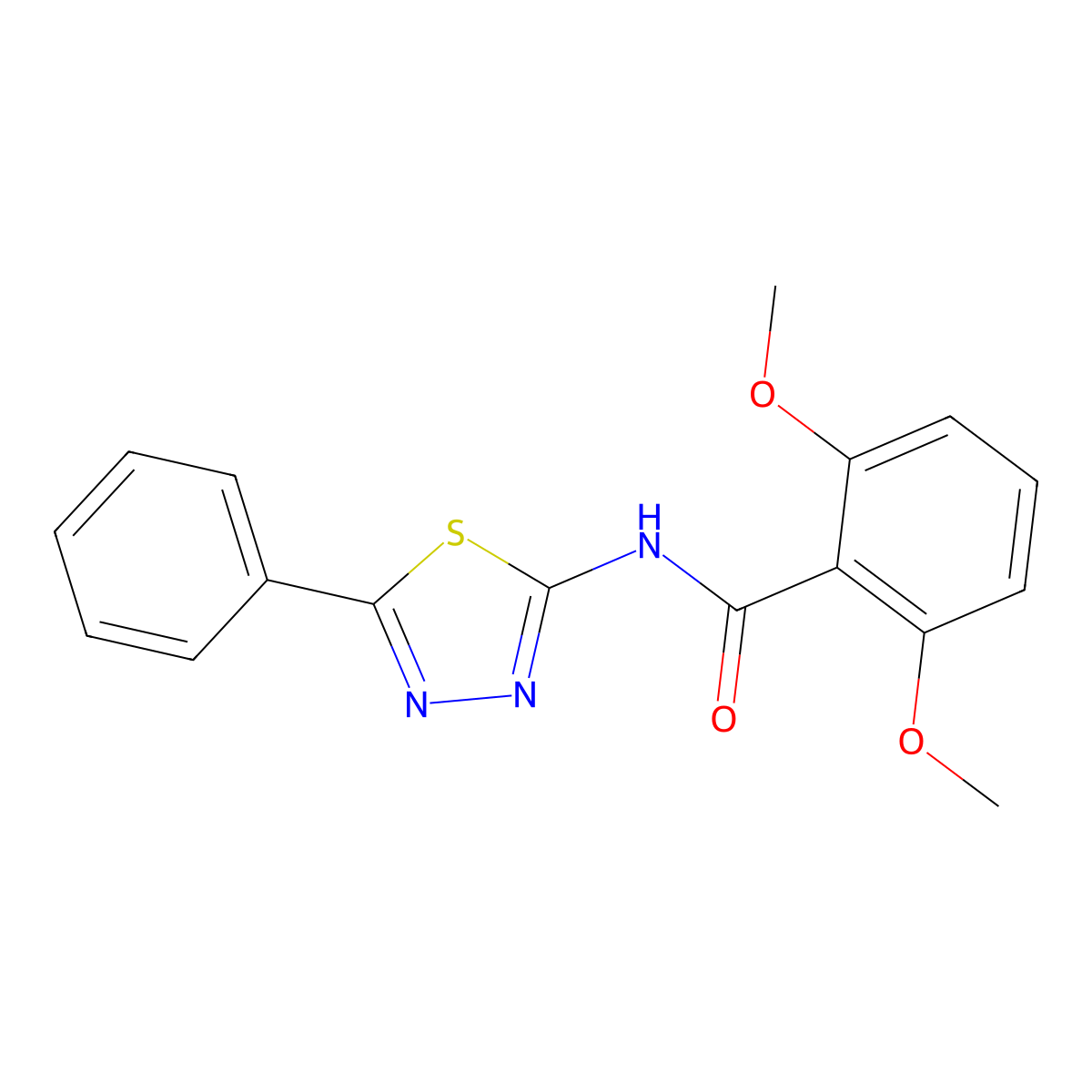 2,6-dimethoxy-N-(5-phenyl-1,3,4-thiadiazol-2-yl)benzamide molecular structure, CAS 64406-06-0