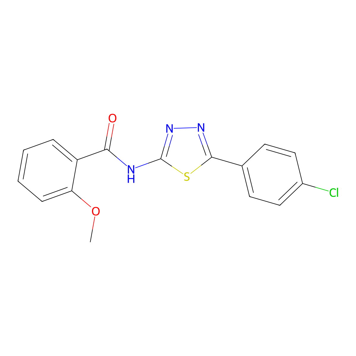 N-[5-(4-chlorophenyl)-1,3,4-thiadiazol-2-yl]-2-methoxybenzamide molecular structure, CAS 64406-07-1