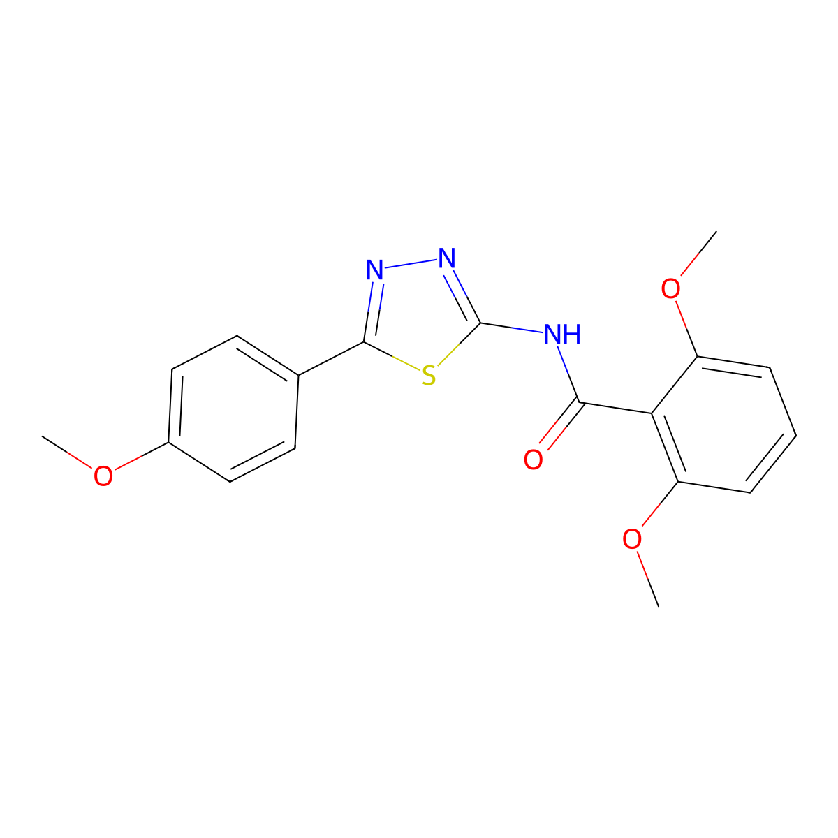 2,6-dimethoxy-N-[5-(4-methoxyphenyl)-1,3,4-thiadiazol-2-yl]benzamide molecular structure, CAS 64406-15-1