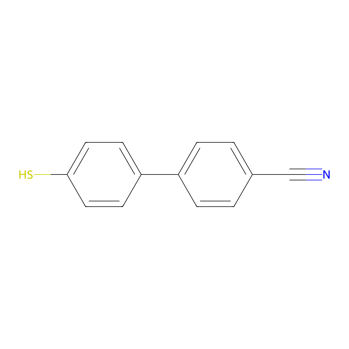 4'-Mercaptobiphenyl-4-carbonitrile molecular structure, CAS 64409-12-7