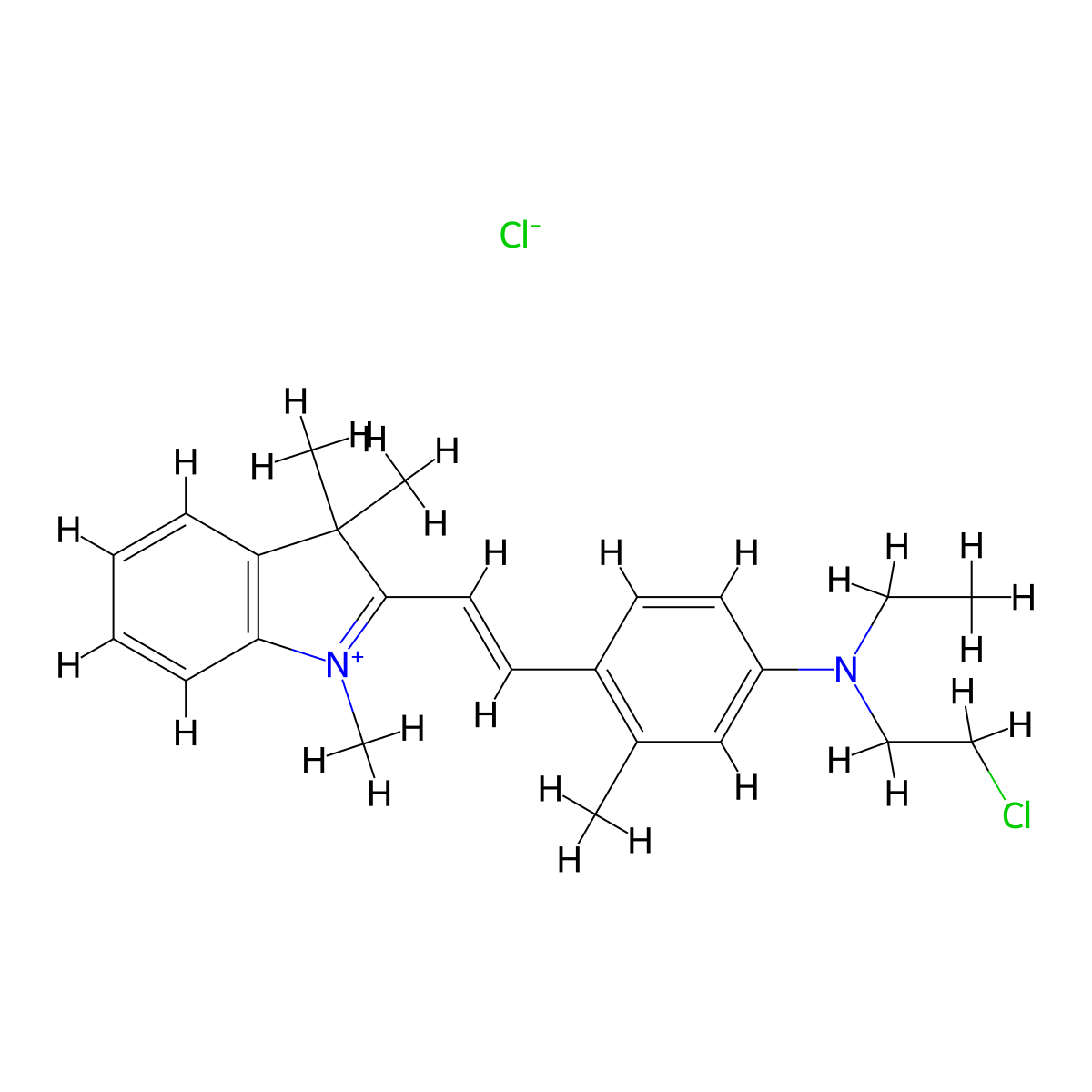 2-(2-(4-((2-Chloroethyl)ethylamino)-o-tolyl)vinyl)-1,3,3-trimethyl-3H-indolium chloride molecular structure, CAS 6441-82-3