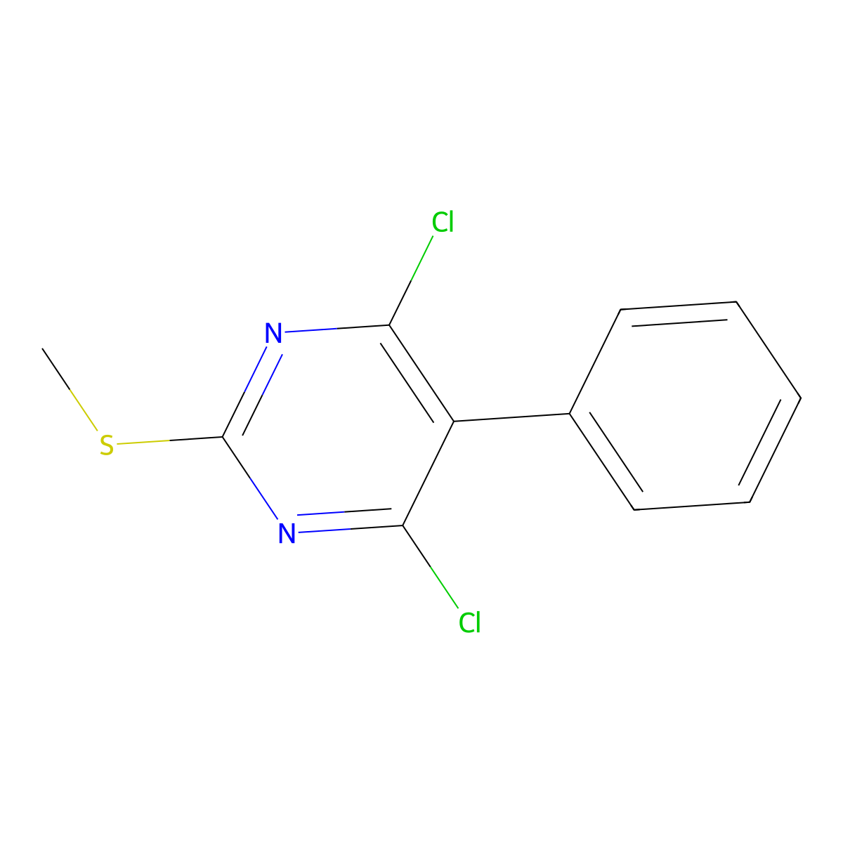 4,6-Dichloro-2-methylthio-5-phenylpyrimidine molecular structure, CAS 64415-11-8