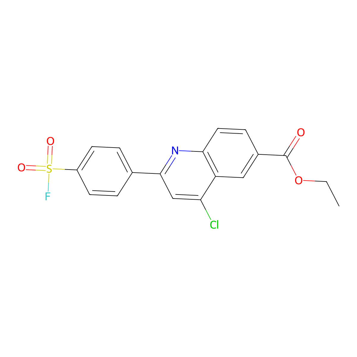 Ethyl 4-chloro-2-(4-fluorosulfonylphenyl)-6-quinolinecarboxylate molecular structure, CAS 64415-12-9