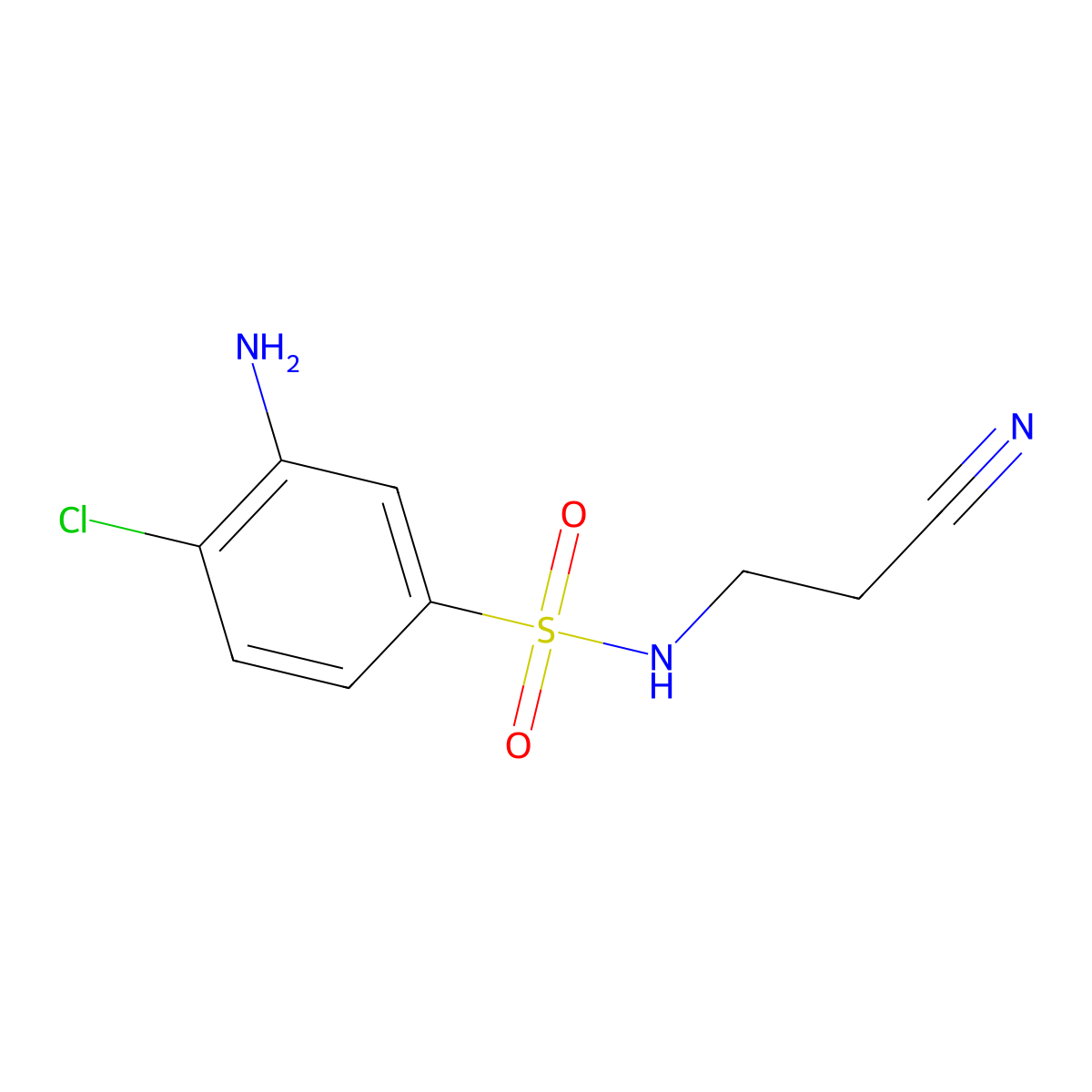 3-Amino-4-chloro-N-(2-cyanoethyl)benzenesulfonamide molecular structure, CAS 64415-13-0
