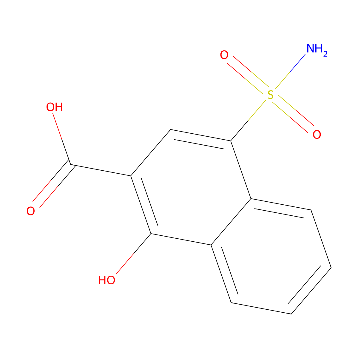 4-Aminosulphonyl-1-hydroxy-2-naphthoic acid molecular structure, CAS 64415-15-2