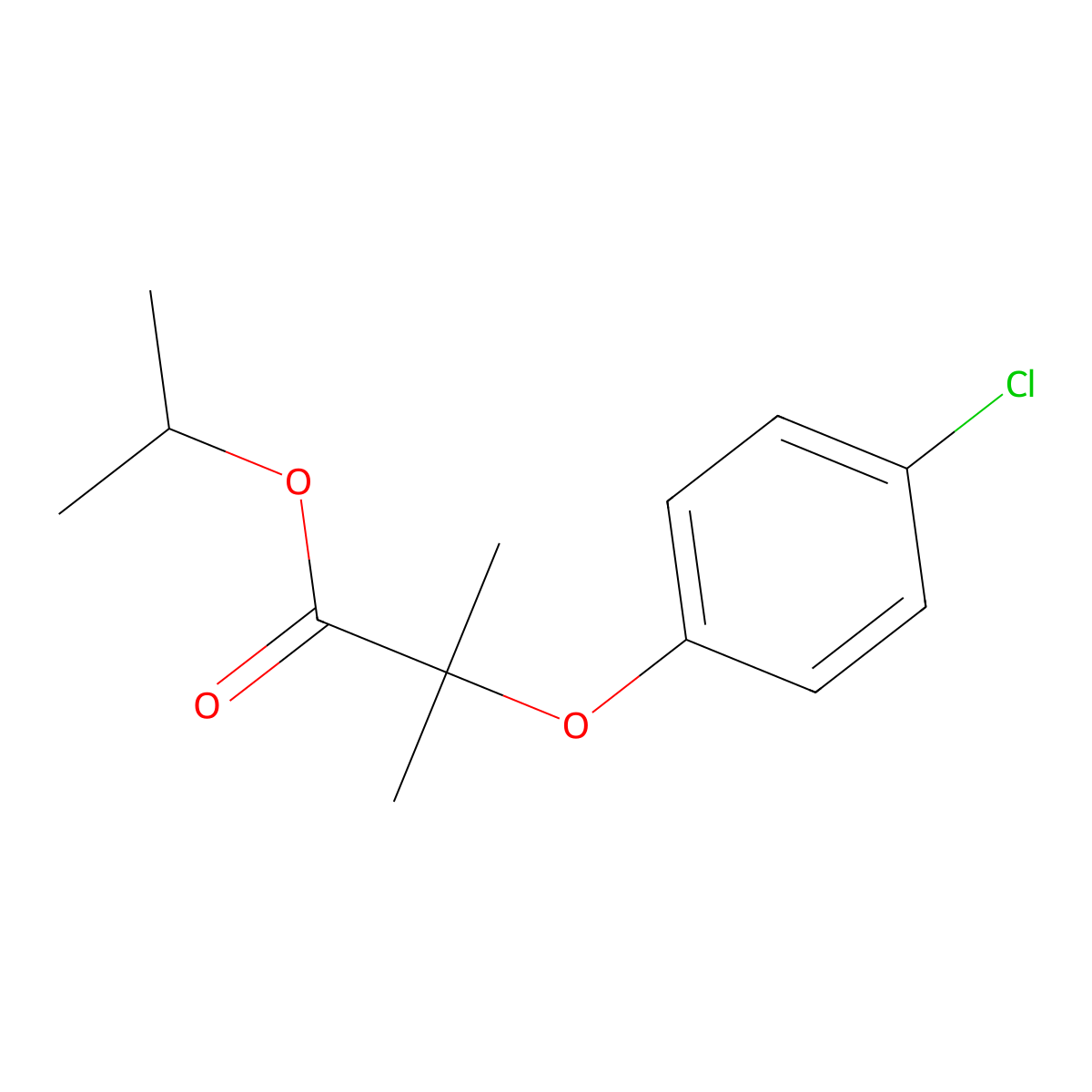 Propan-2-yl 2-(4-chlorophenoxy)-2-methylpropanoate molecular structure, CAS 64416-88-2