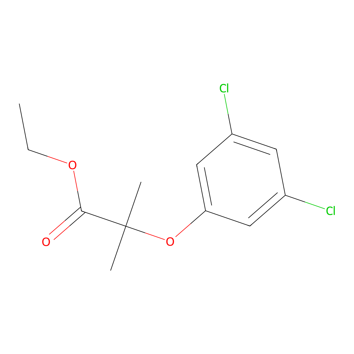 Ethyl 2-(3,5-dichlorophenoxy)-2-methylpropanoate molecular structure, CAS 64417-01-2