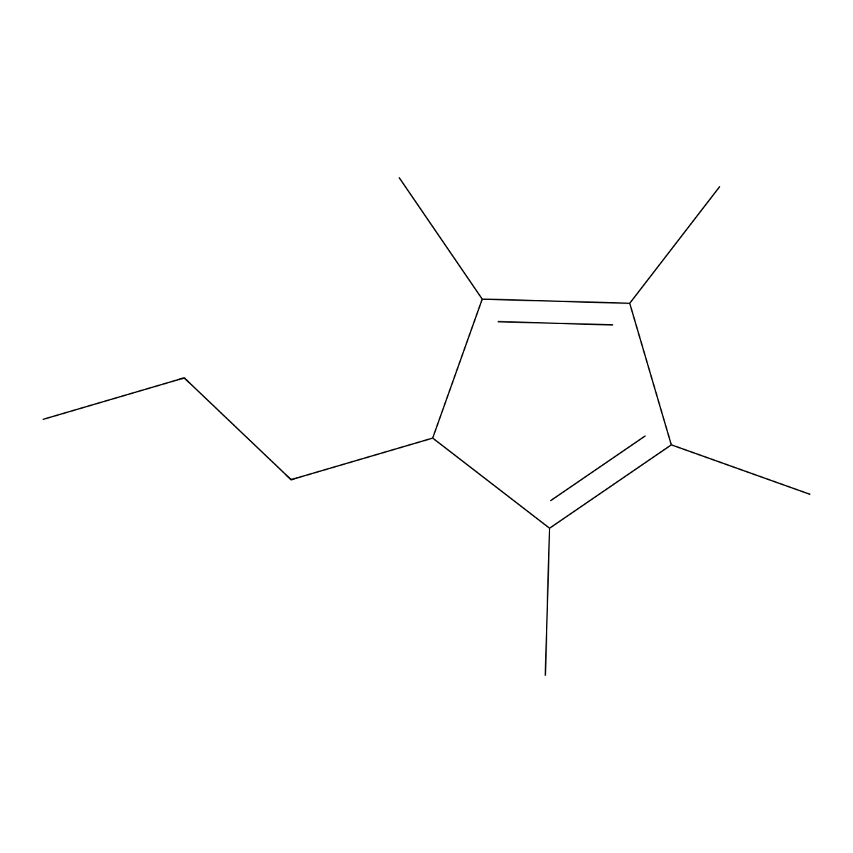 Tetramethyl(N-propyl)cyclopentadiene molecular structure, CAS 64417-12-5