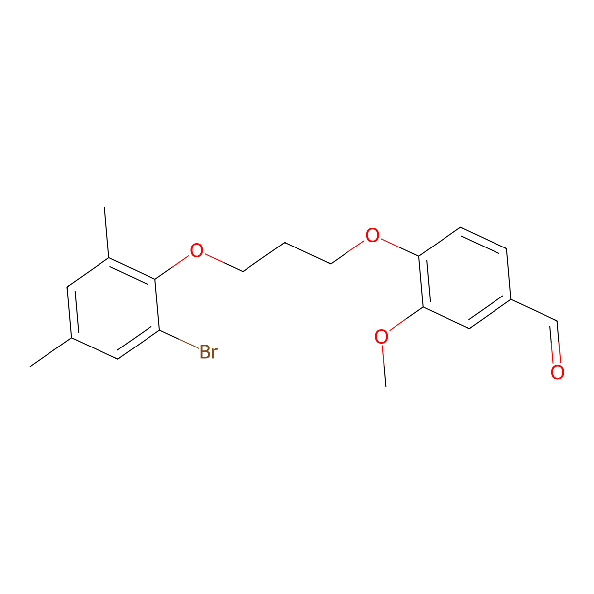 4-[3-(2-Bromo-4,6-dimethylphenoxy)propoxy]-3-methoxybenzaldehyde molecular structure, CAS 6442-25-7