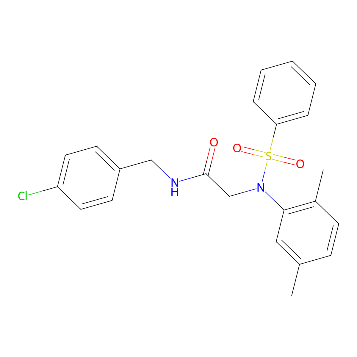 2-[N-(benzenesulfonyl)-2,5-dimethylanilino]-N-[(4-chlorophenyl)methyl]acetamide molecular structure, CAS 6442-84-8
