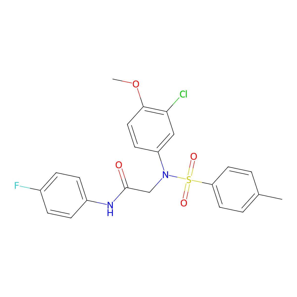 2-(3-chloro-4-methoxy-N-(4-methylphenyl)sulfonylanilino)-N-(4-fluorophenyl)acetamide molecular structure, CAS 6442-85-9