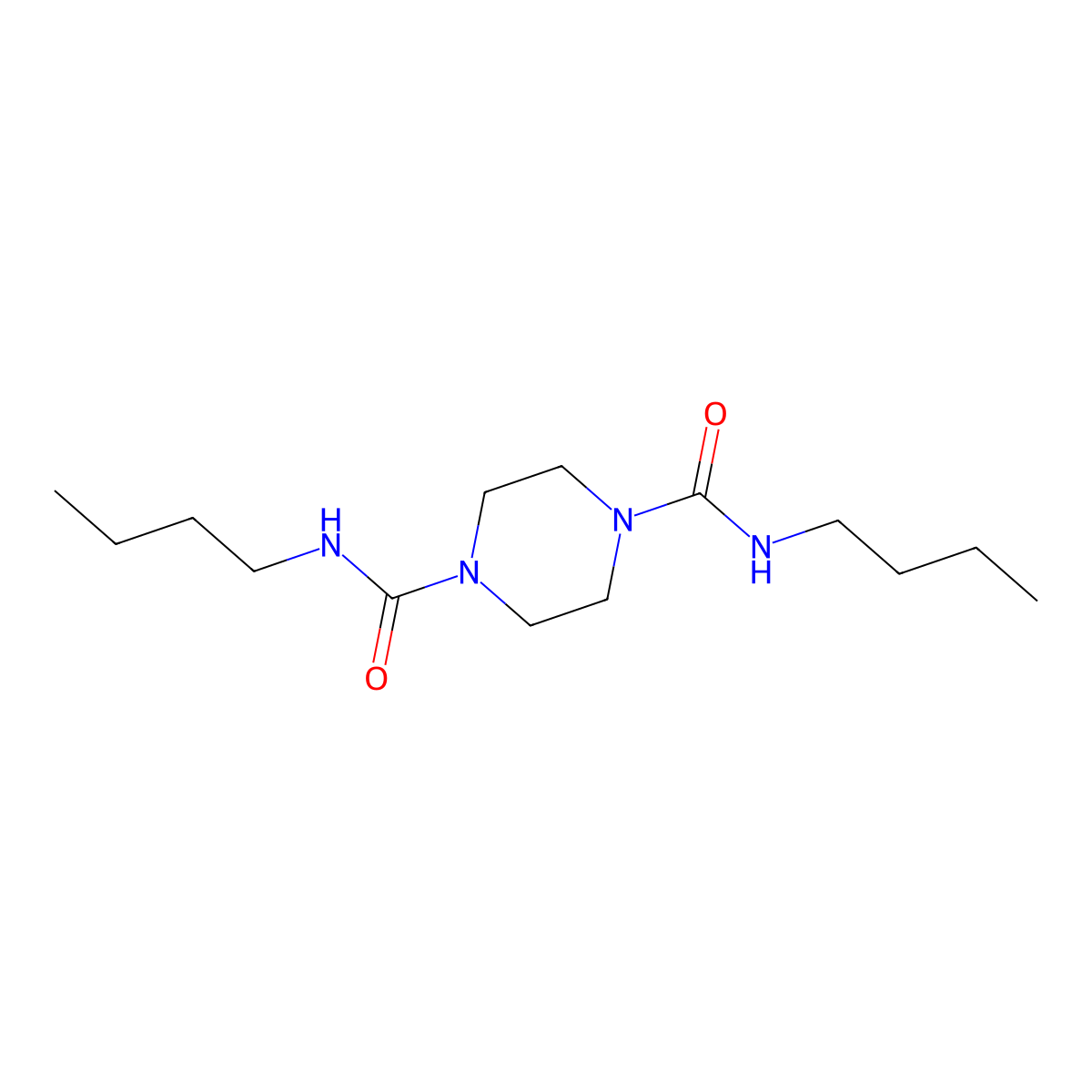 N~1~,N~4~-dibutyltetrahydro-1,4-pyrazinedicarboxamide molecular structure, CAS 6442-90-6