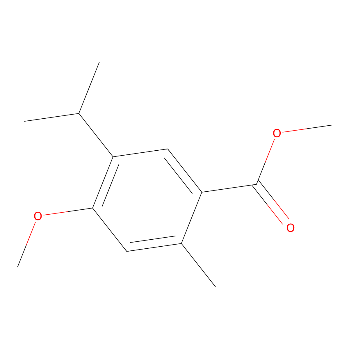 Methyl 4-methoxy-2-methyl-5-(propan-2-yl)benzoate molecular structure, CAS 64421-26-7