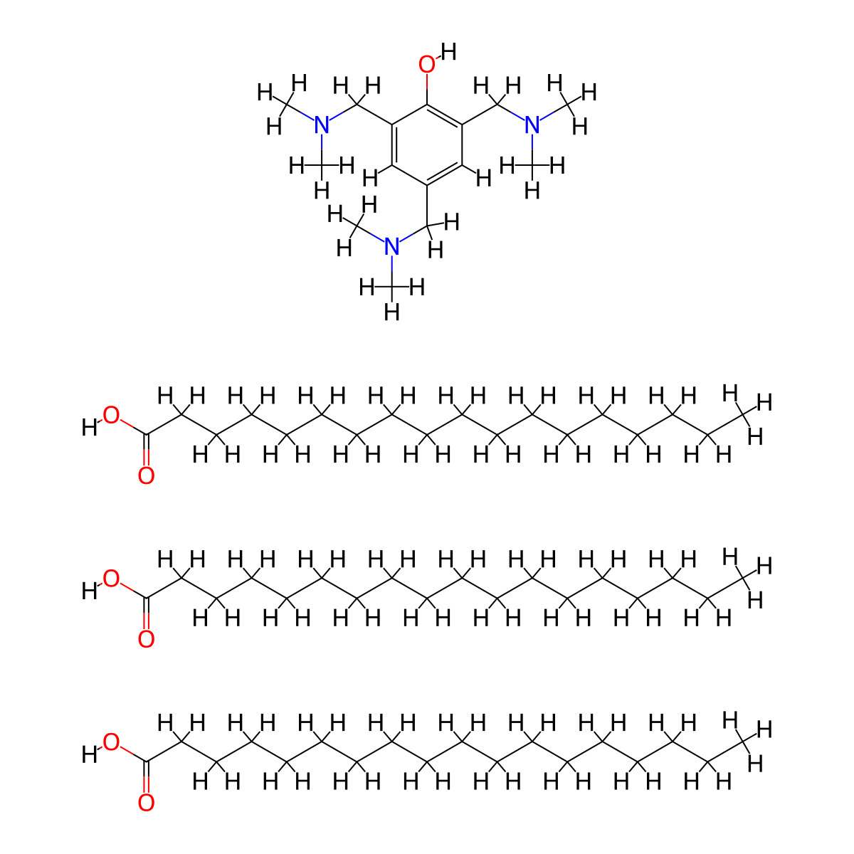 2,4,6-Tris(dimethylaminomethyl)phenol, stearate molecular structure, CAS 64426-45-5