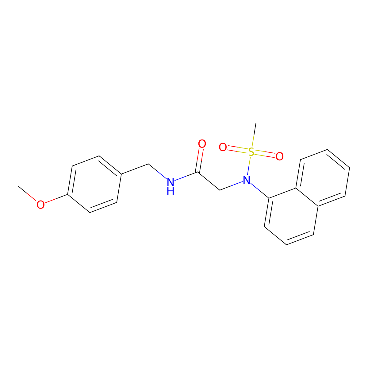 N-(4-methoxybenzyl)-N~2~-(methylsulfonyl)-N~2~-naphthalen-1-ylglycinamide molecular structure, CAS 6443-29-4