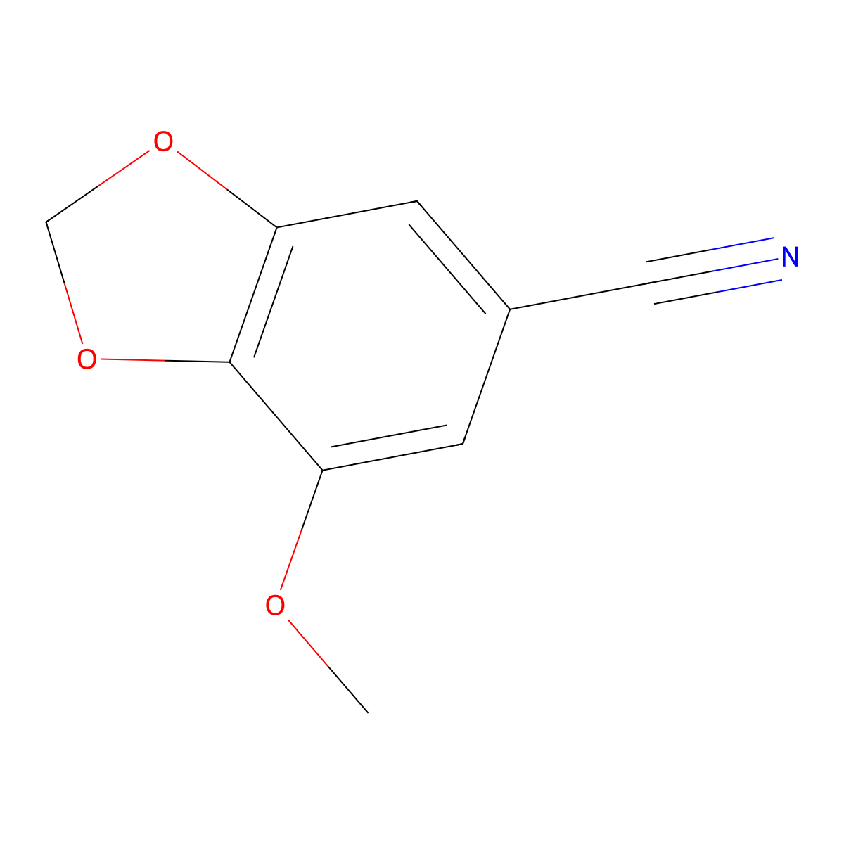 7-Methoxybenzo[d][1,3]dioxole-5-carbonitrile molecular structure, CAS 6443-68-1