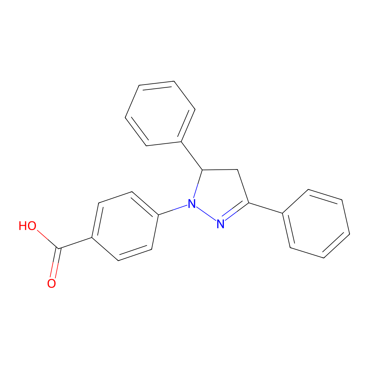 4-(3,5-Diphenyl-4,5-dihydro-pyrazol-1-yl)-benzoic acid molecular structure, CAS 64433-38-1