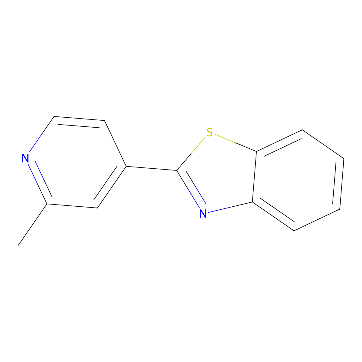 2-(2-Methylpyridin-4-yl)-1,3-benzothiazole molecular structure, CAS 64434-96-4