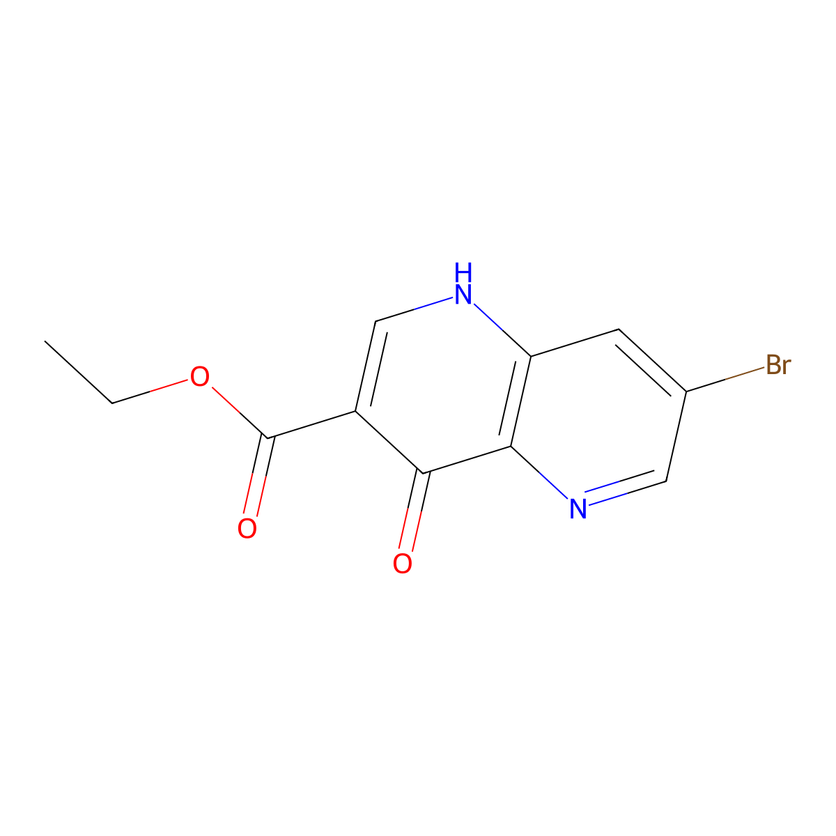 Ethyl 7-bromo-4-oxo-1,4-dihydro-1,5-naphthyridine-3-carboxylate molecular structure, CAS 64436-97-1