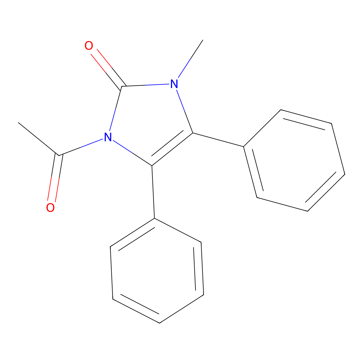 1-acetyl-3-methyl-4,5-diphenyl-1,3-dihydro-2H-imidazol-2-one molecular structure, CAS 6444-56-0