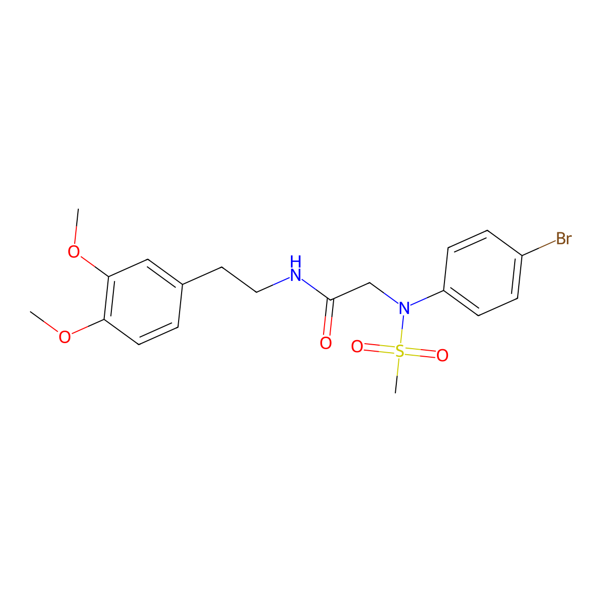 2-(4-bromo-N-methylsulfonylanilino)-N-[2-(3,4-dimethoxyphenyl)ethyl]acetamide molecular structure, CAS 6444-60-6