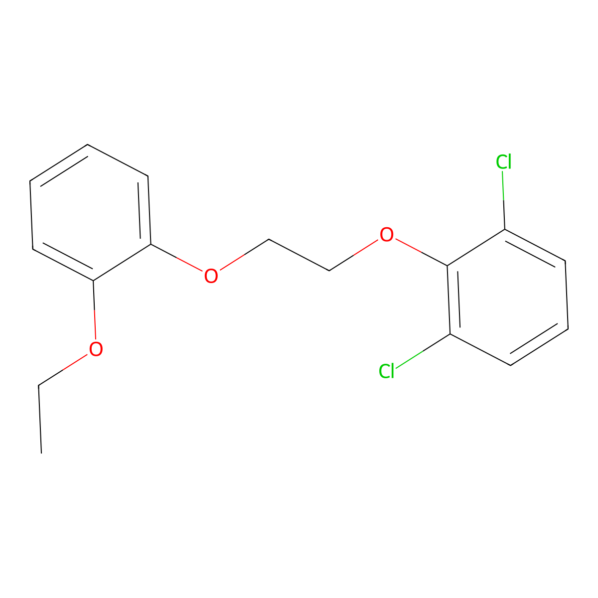 1,3-Dichloro-2-[2-(2-ethoxyphenoxy)ethoxy]benzene molecular structure, CAS 6444-76-4