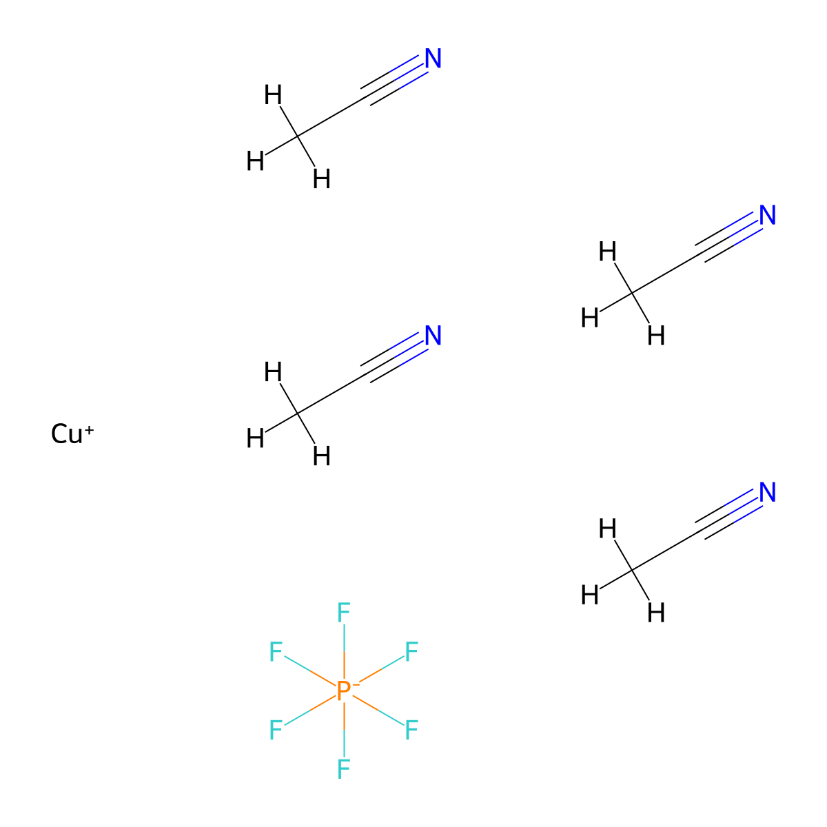 Tetrakis(acetonitrile)copper(I) hexafluorophosphate molecular structure, CAS 64443-05-6