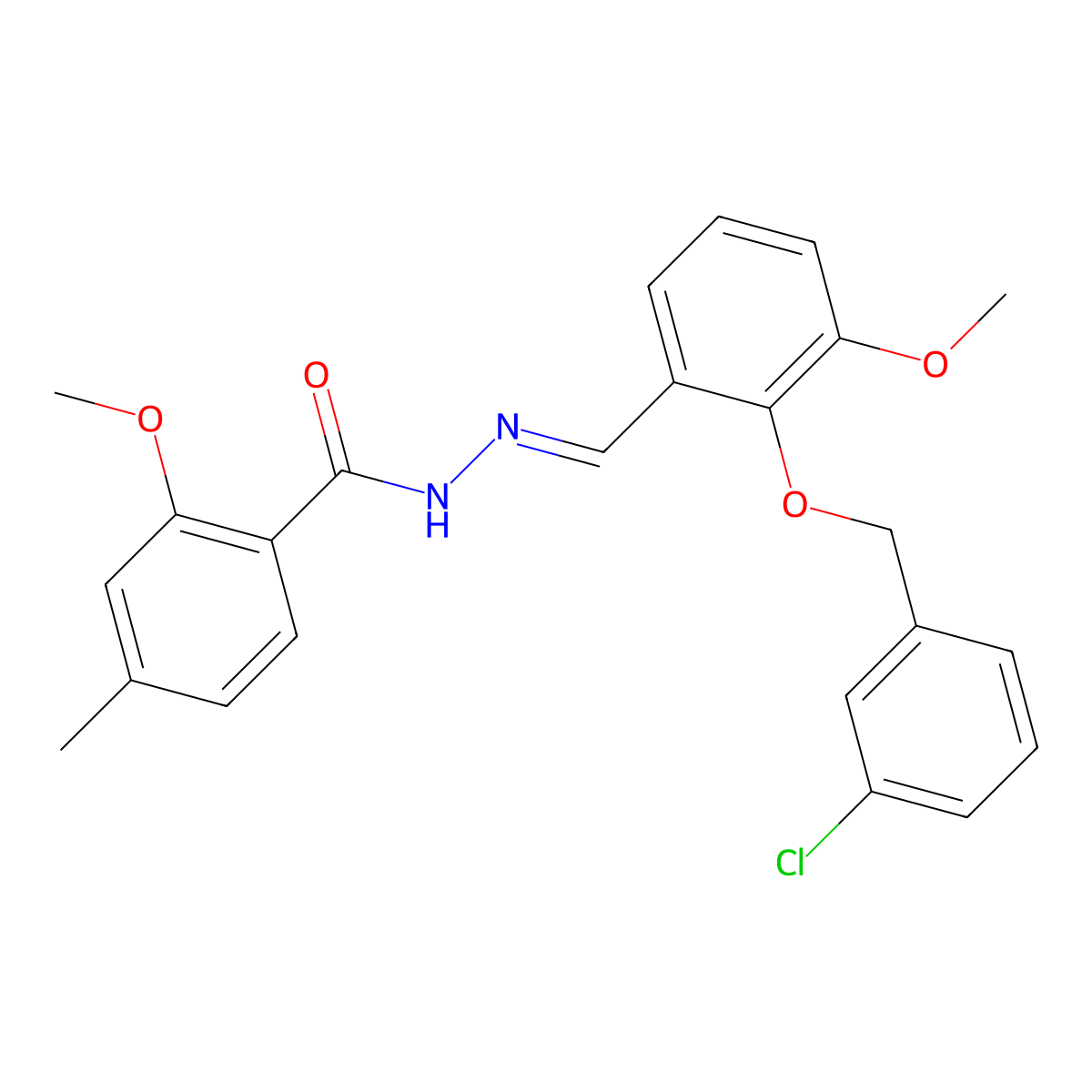 N-[[2-[(3-chlorophenyl)methoxy]-3-methoxyphenyl]methylideneamino]-2-methoxy-4-methylbenzamide molecular structure, CAS 6445-69-8