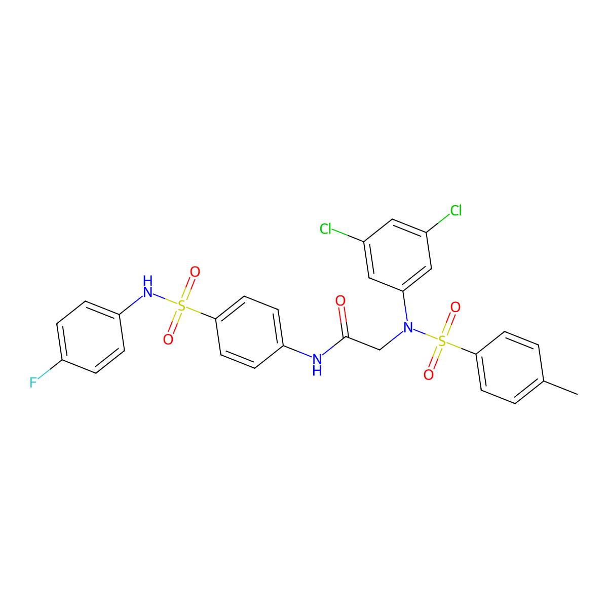 2-{3,5-dichloro[(4-methylphenyl)sulfonyl]anilino}-N-{4-[(4-fluoroanilino)sulfonyl]phenyl}acetamide molecular structure, CAS 6446-08-8