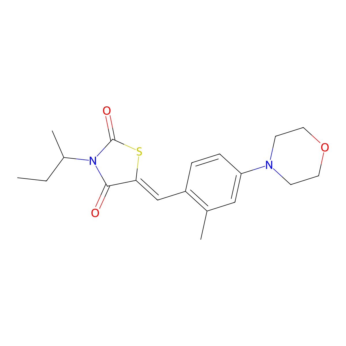 3-Butan-2-yl-5-[(2-methyl-4-morpholin-4-ylphenyl)methylidene]-1,3-thiazolidine-2,4-dione molecular structure, CAS 6446-40-8