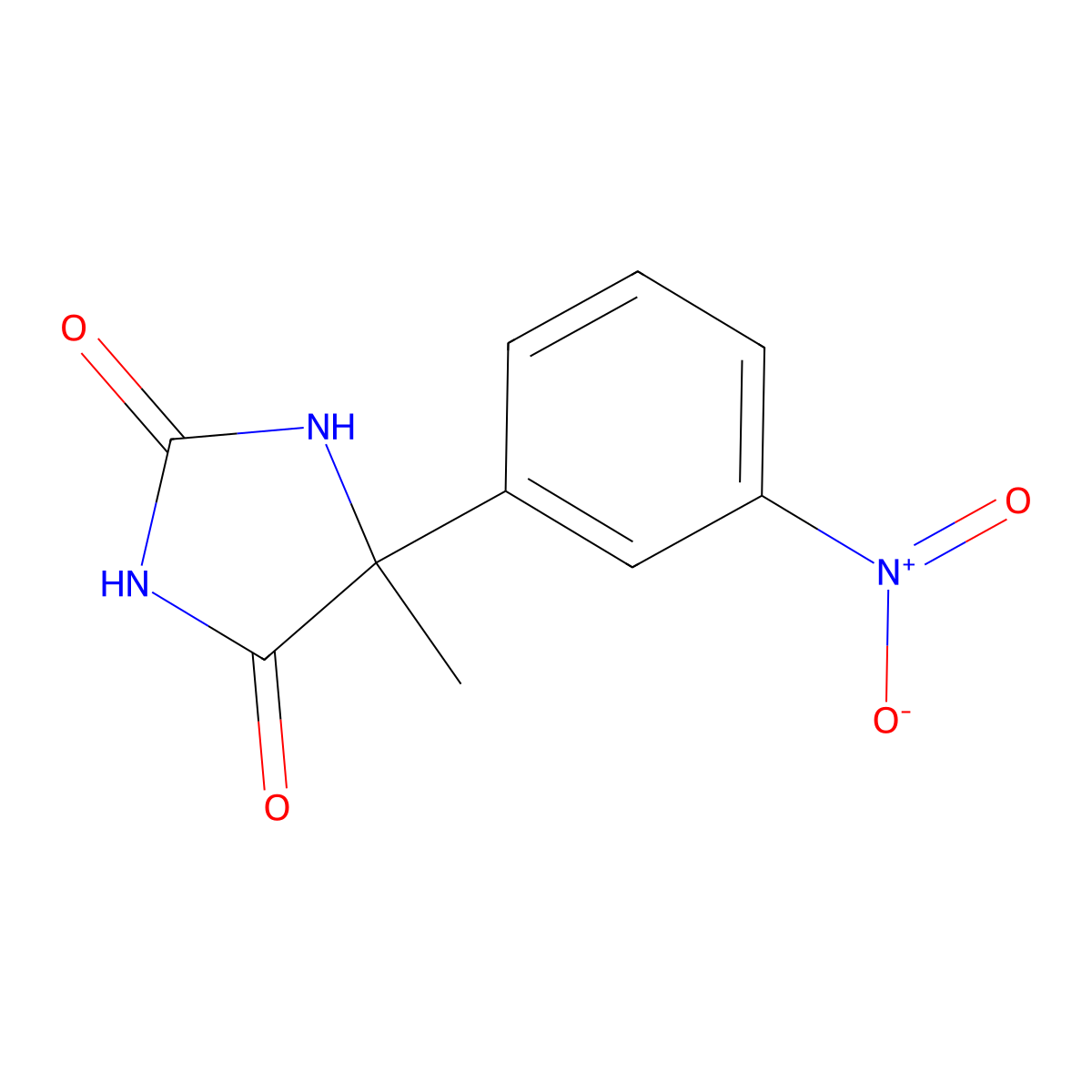 5-Methyl-5-(3-nitrophenyl)imidazolidine-2,4-dione molecular structure, CAS 64464-21-7