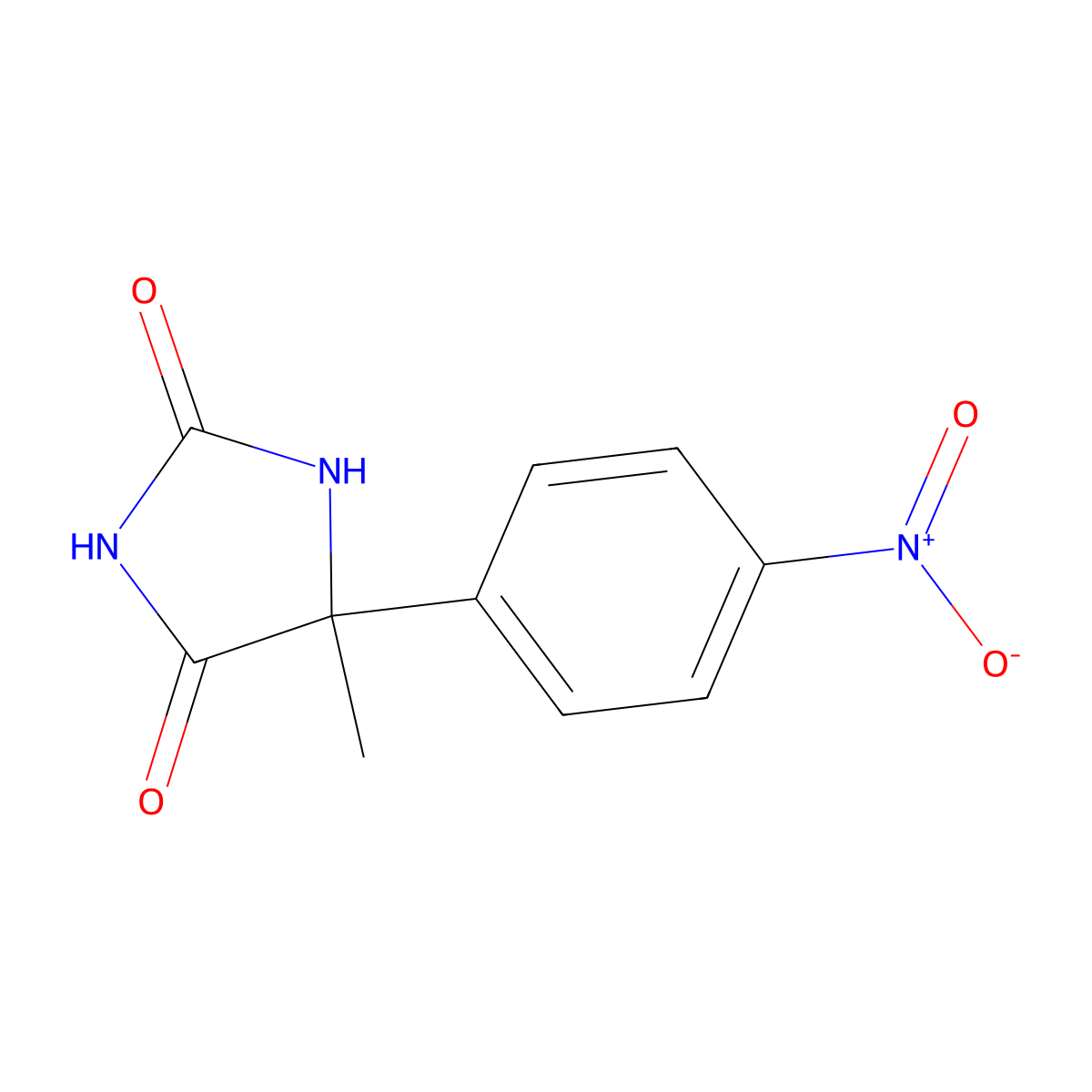 5-Methyl-5-(4-nitro-phenyl)-imidazolidine-2,4-dione molecular structure, CAS 64464-22-8