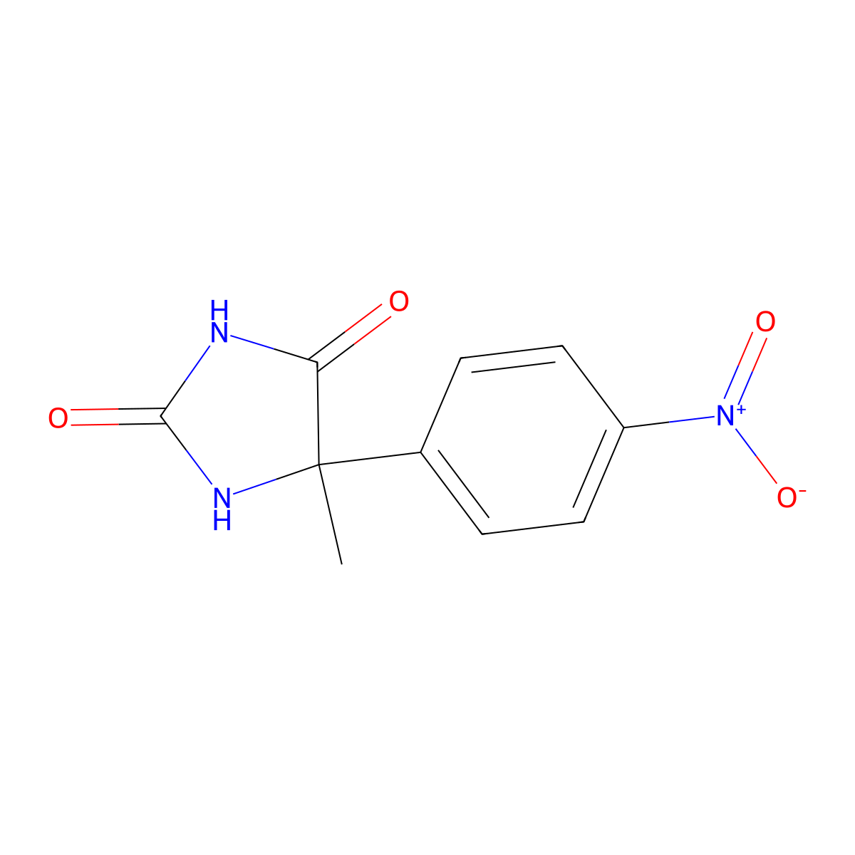 5-Methyl-5-(4-nitro-phenyl)-imidazolidine-2,4-dione molecular structure, CAS 64464-22-8