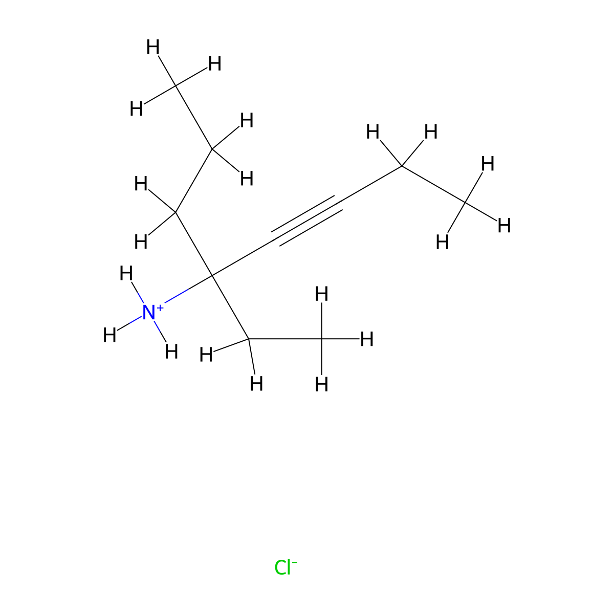 5-Octyn-4-amine, 4-ethyl-, hydrochloride molecular structure, CAS 64467-43-2