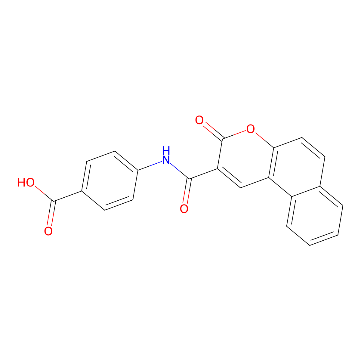 4-[(3-Oxobenzo[f]chromene-2-carbonyl)amino]benzoic acid molecular structure, CAS 64468-36-6