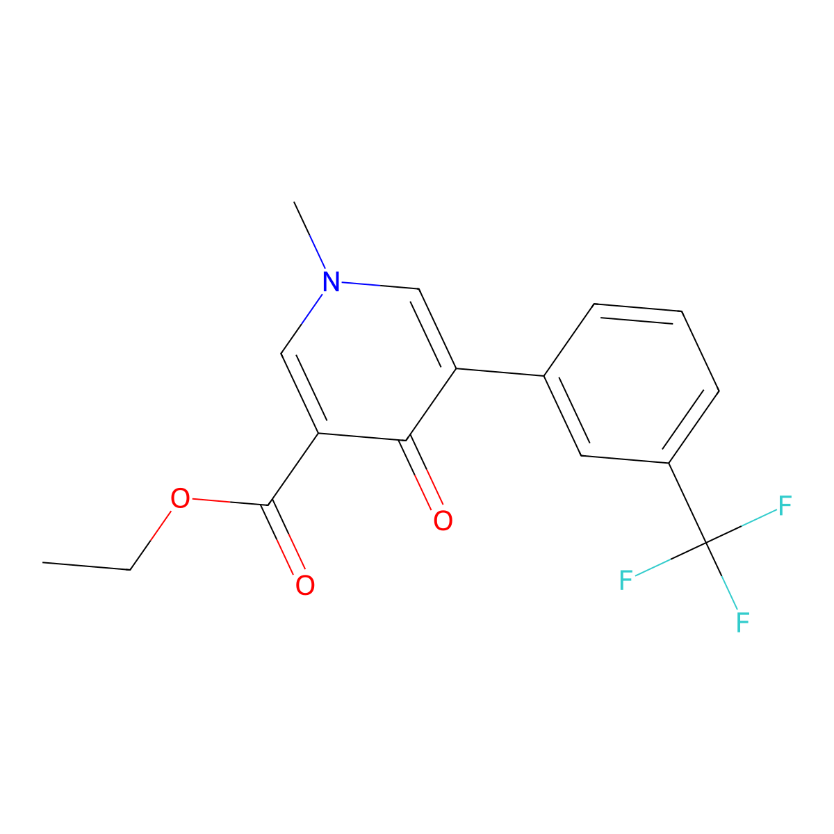 Ethyl 1-methyl-4-oxo-5-(3-(trifluoromethyl)phenyl)pyridine-3-carboxylate molecular structure, CAS 64468-61-7