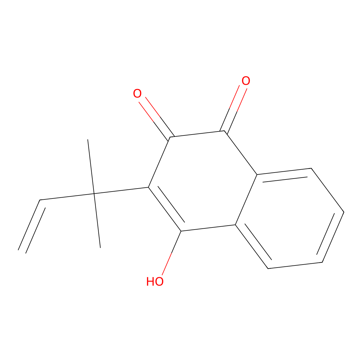 4-Hydroxy-3-(2-methylbut-3-en-2-yl)naphthalene-1,2-dione molecular structure, CAS 64469-16-5