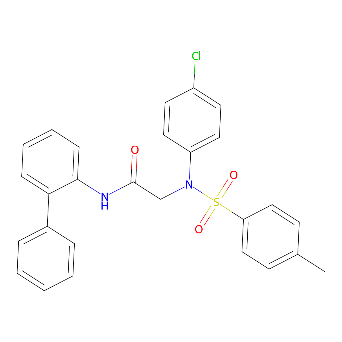 2-(4-chloro-N-(4-methylphenyl)sulfonylanilino)-N-(2-phenylphenyl)acetamide molecular structure, CAS 6447-01-4