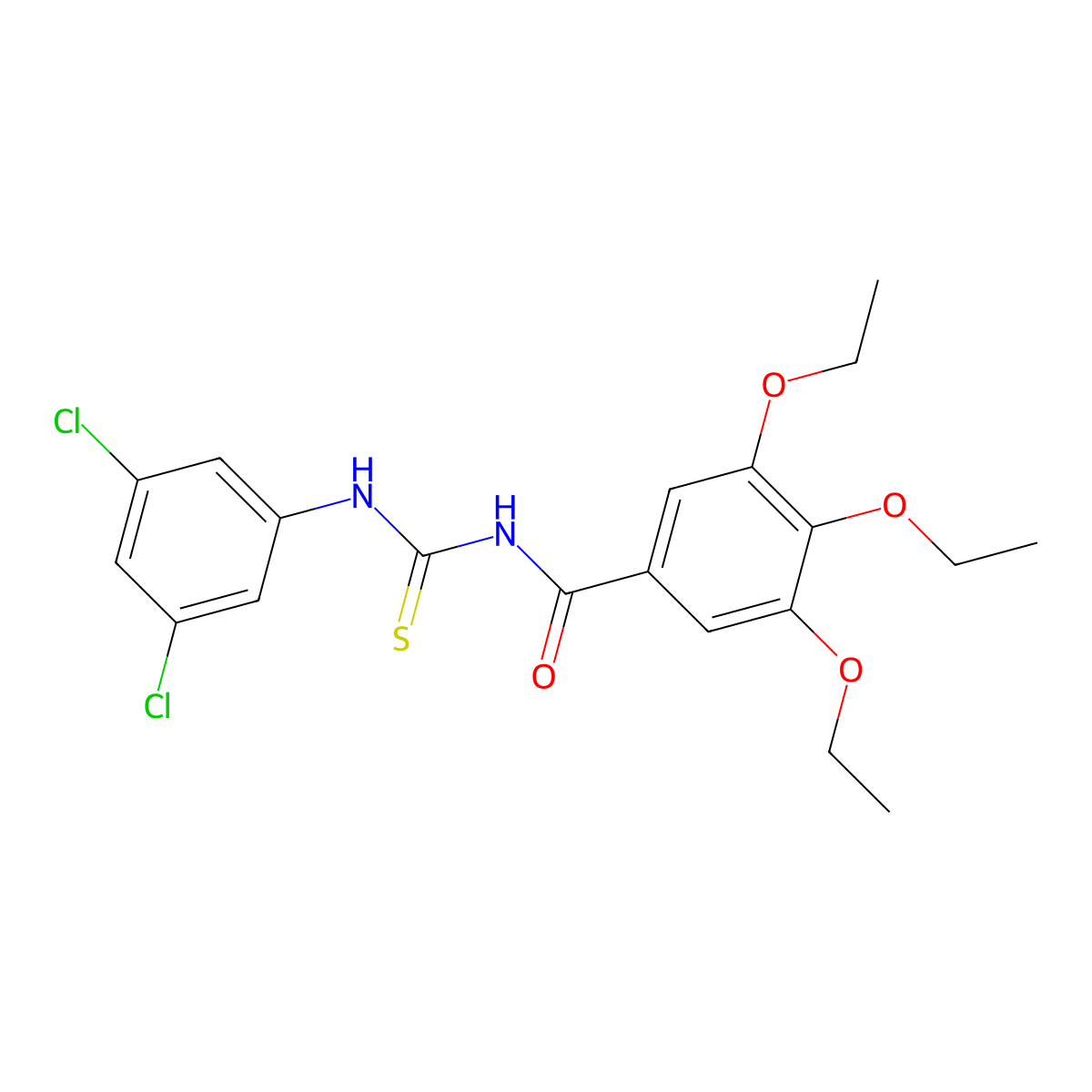 N-[(3,5-dichlorophenyl)carbamothioyl]-3,4,5-triethoxybenzamide molecular structure, CAS 6447-02-5