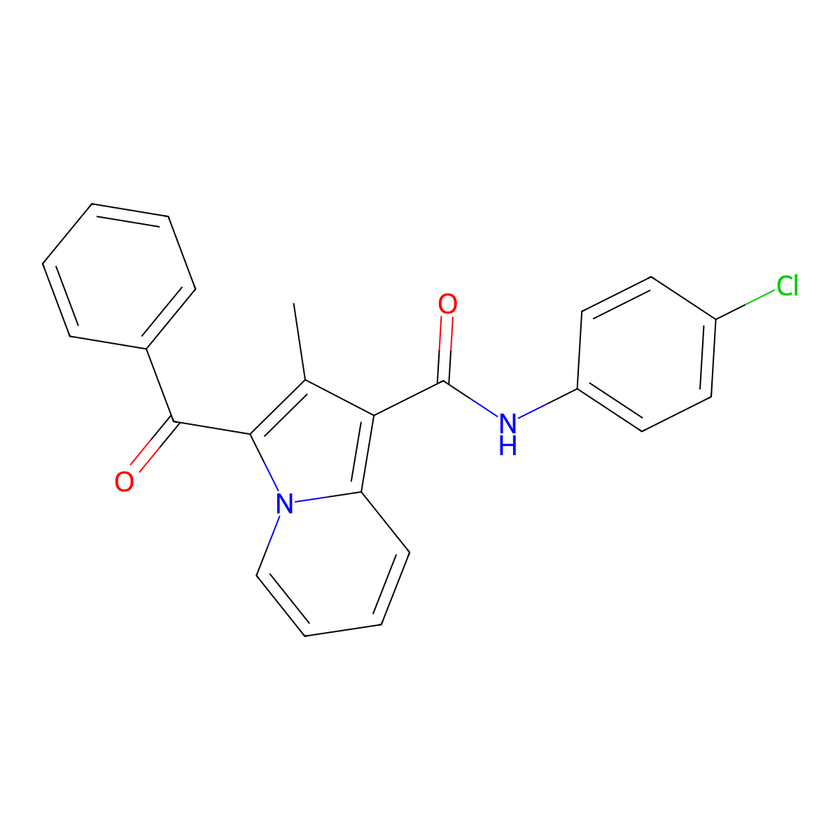 3-benzoyl-N-(4-chlorophenyl)-2-methyl-1-indolizinecarboxamide molecular structure, CAS 6448-21-1