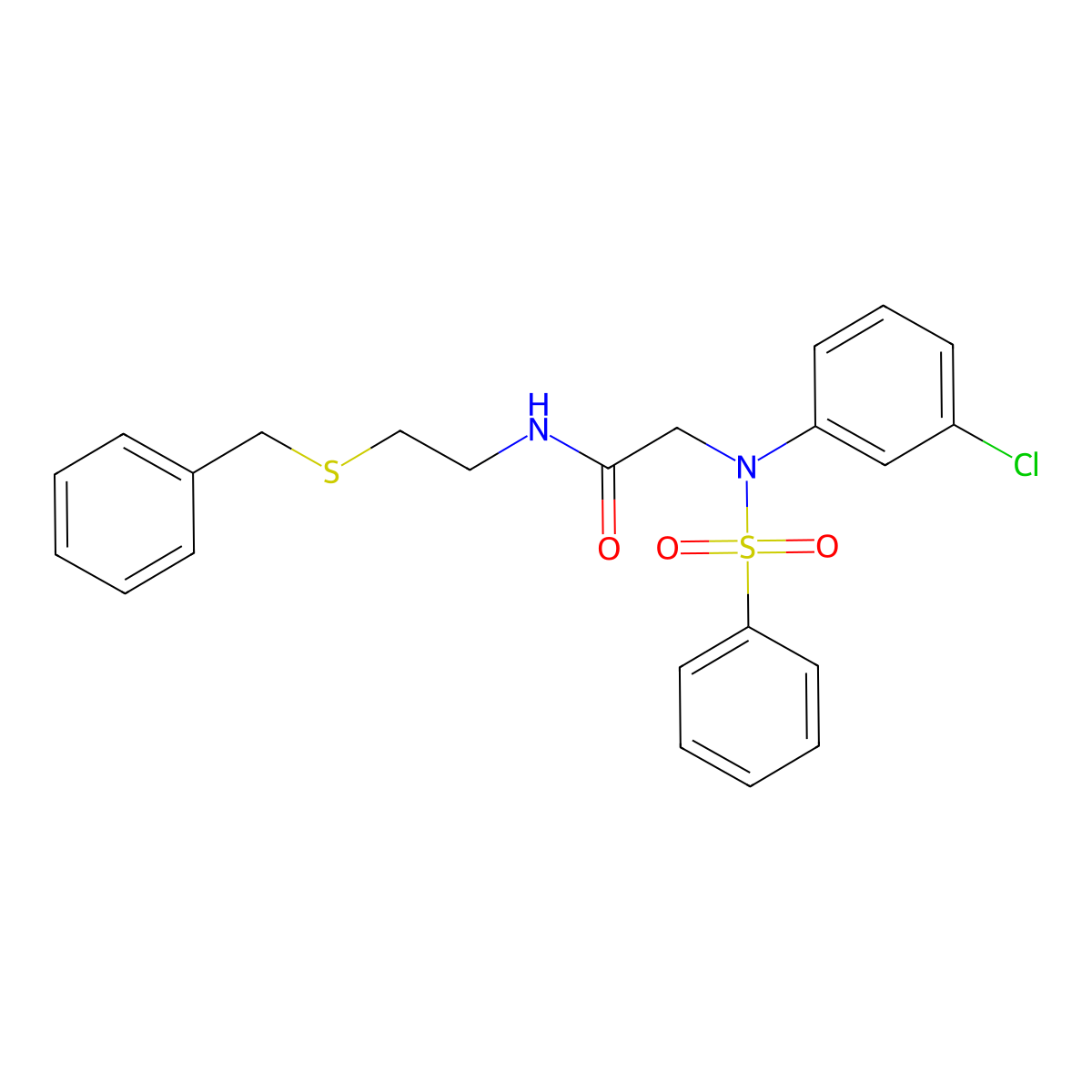2-[N-(benzenesulfonyl)-3-chloroanilino]-N-(2-benzylsulfanylethyl)acetamide molecular structure, CAS 6448-23-3