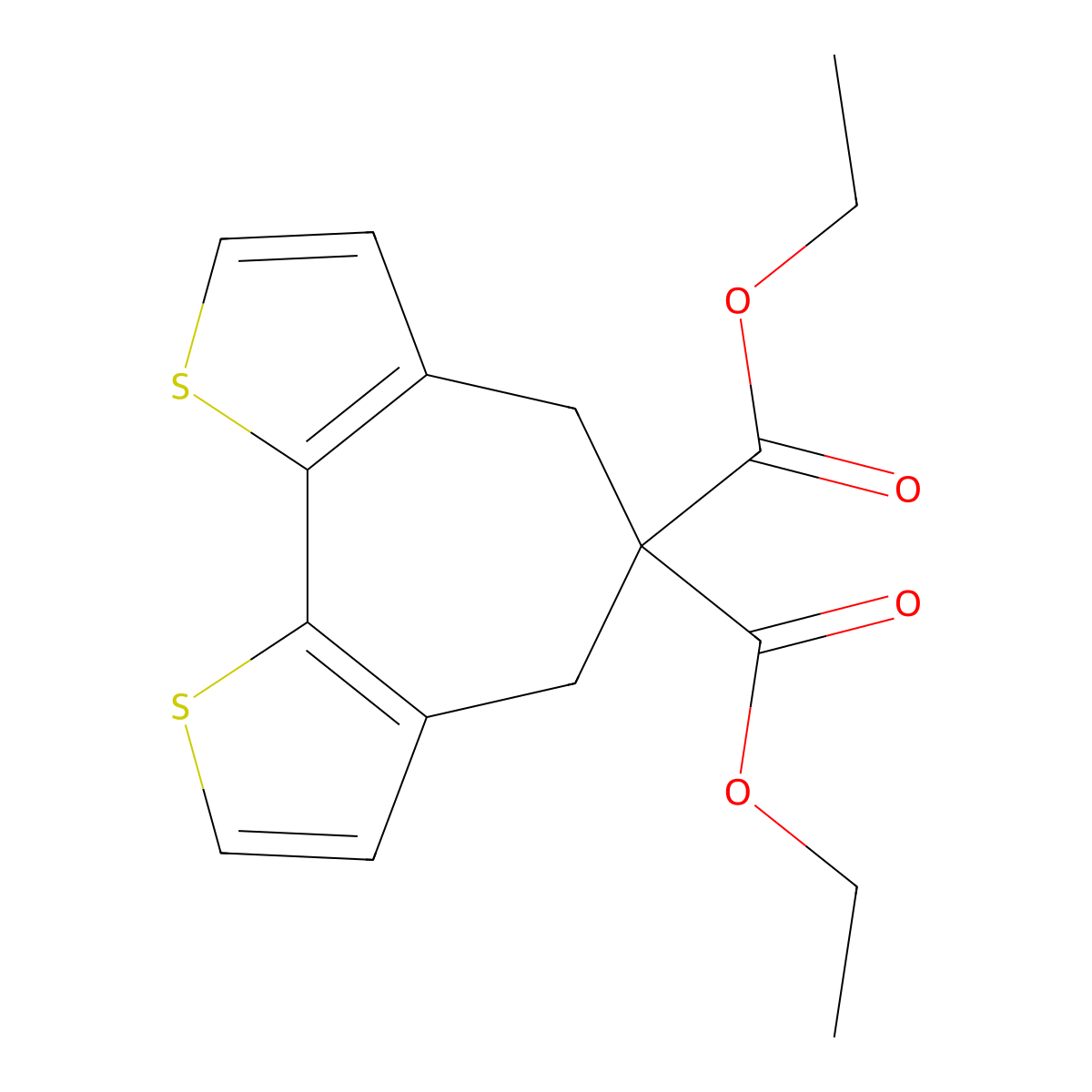 Diethyl 3,13-dithiatricyclo[8.3.0.02,6]trideca-1(10),2(6),4,11-tetraene-8,8-dicarboxylate molecular structure, CAS 6448-79-9