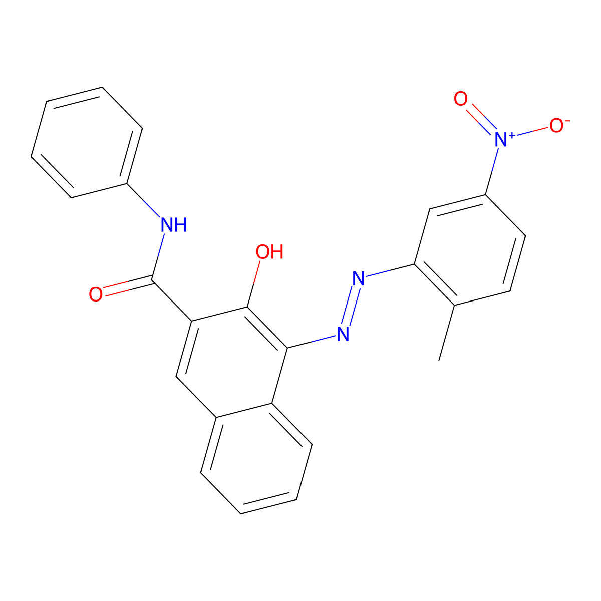 2-Naphthalenecarboxamide, 3-hydroxy-4-[(2-methyl-5-nitrophenyl)azo]-N-phenyl- molecular structure, CAS 6448-95-9